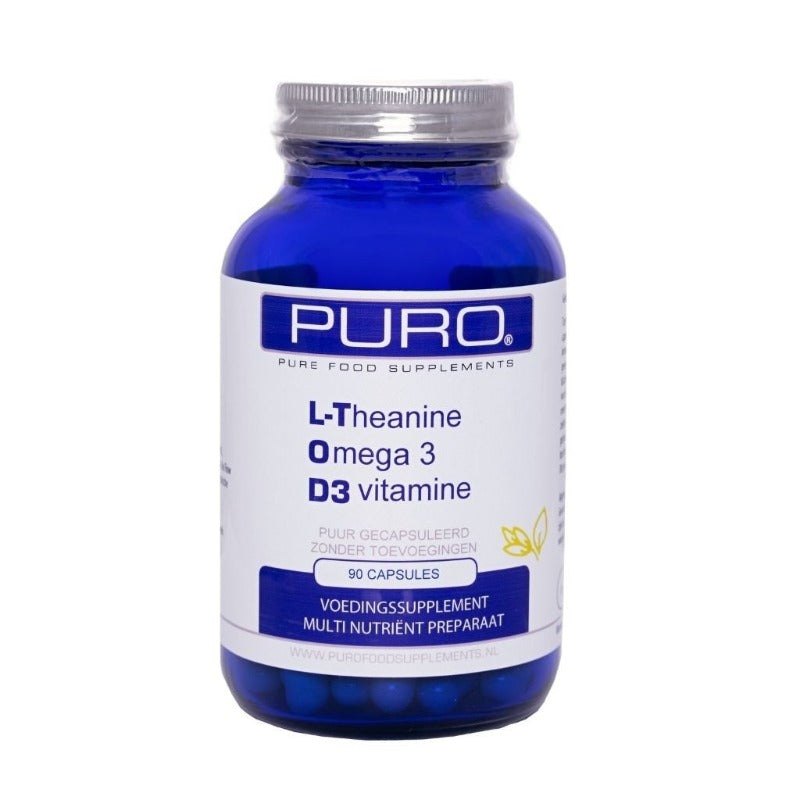 Puro l-teaniini + Omega-3 + D3-vitamiini 90 kapselia
